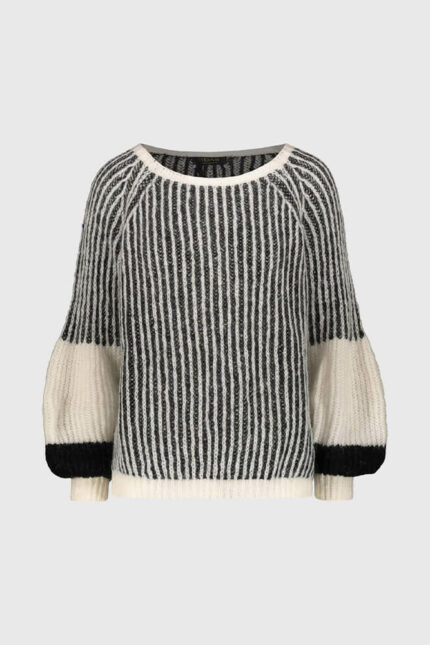 EDAS MAMABO-MAGLIA MANICA BOMBATA MOHAIR color nero/panna