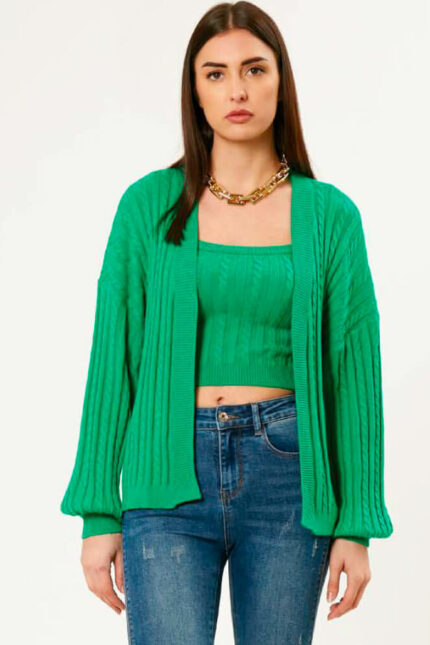 INFLUENCER CARDIGAN-EMERALD