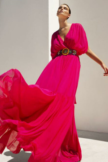Abito Lungo Twins Stile Impero in Tulle Elasticizzato