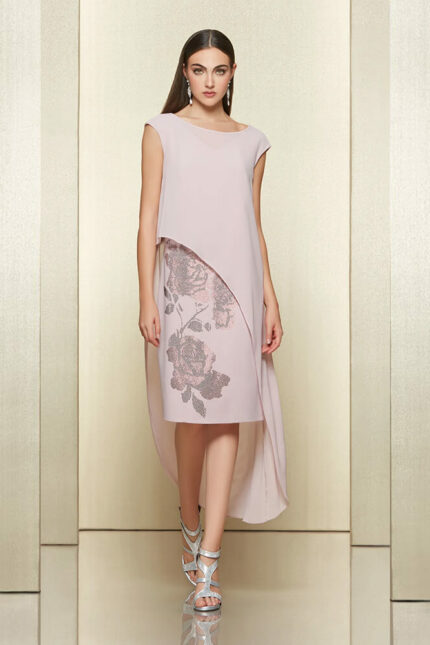 Abito Corto Impero Couture con Fantasia sulla Gonna