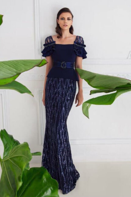 Abito Lungo Maestri con Paillettes e Strass