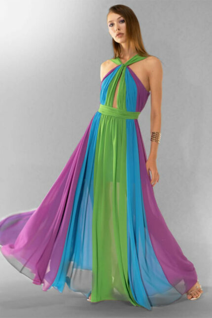 Abito Lungo Edas Gambus Multicolor Stile Impero