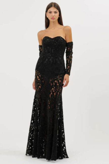 Abito Lungo Silence Limited in Pizzo con Body