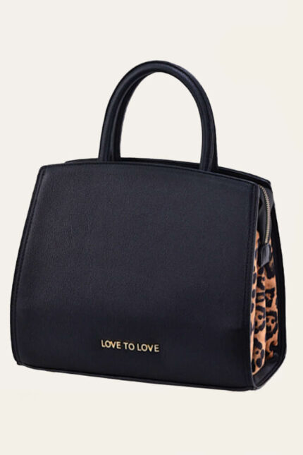 Borsa Grande Love to Love in Similpelle Nero/Animalier