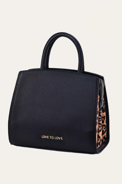 Borsa Love to Love in Similpelle Nera/Animalier