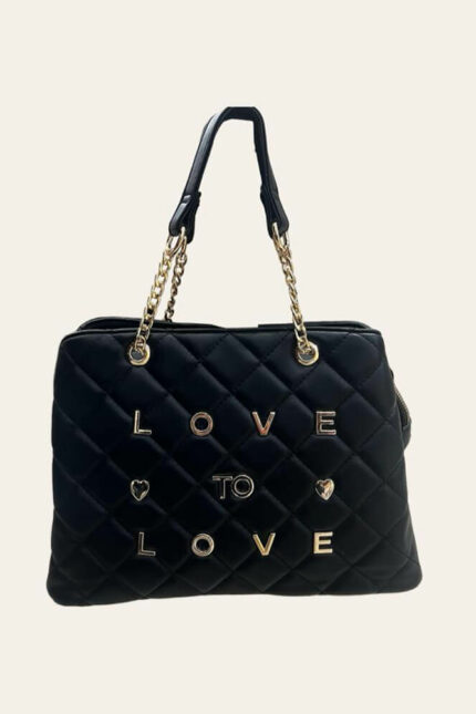 Borsa Love to Love in Similpelle Trapuntata con Manici a Catene
