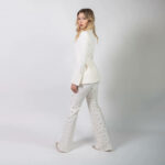 Silence-Luxury-Tailleur Bianco con Specchietti e Cinta in Vita