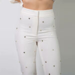 Silence-Luxury-Tailleur Bianco con Specchietti e Cinta in Vita