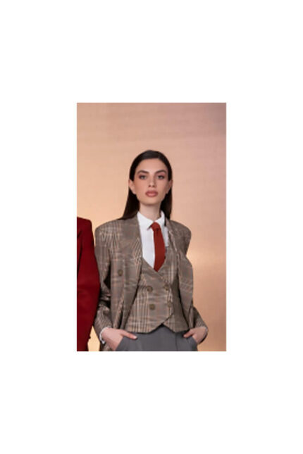 Edas Gilet doppio petto + Pantalone zampa quadri
