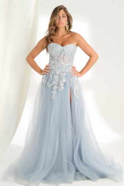 Yada Couture Abito princess corpino bustier gonna in tulle glitterato colore VERDE ACQUA